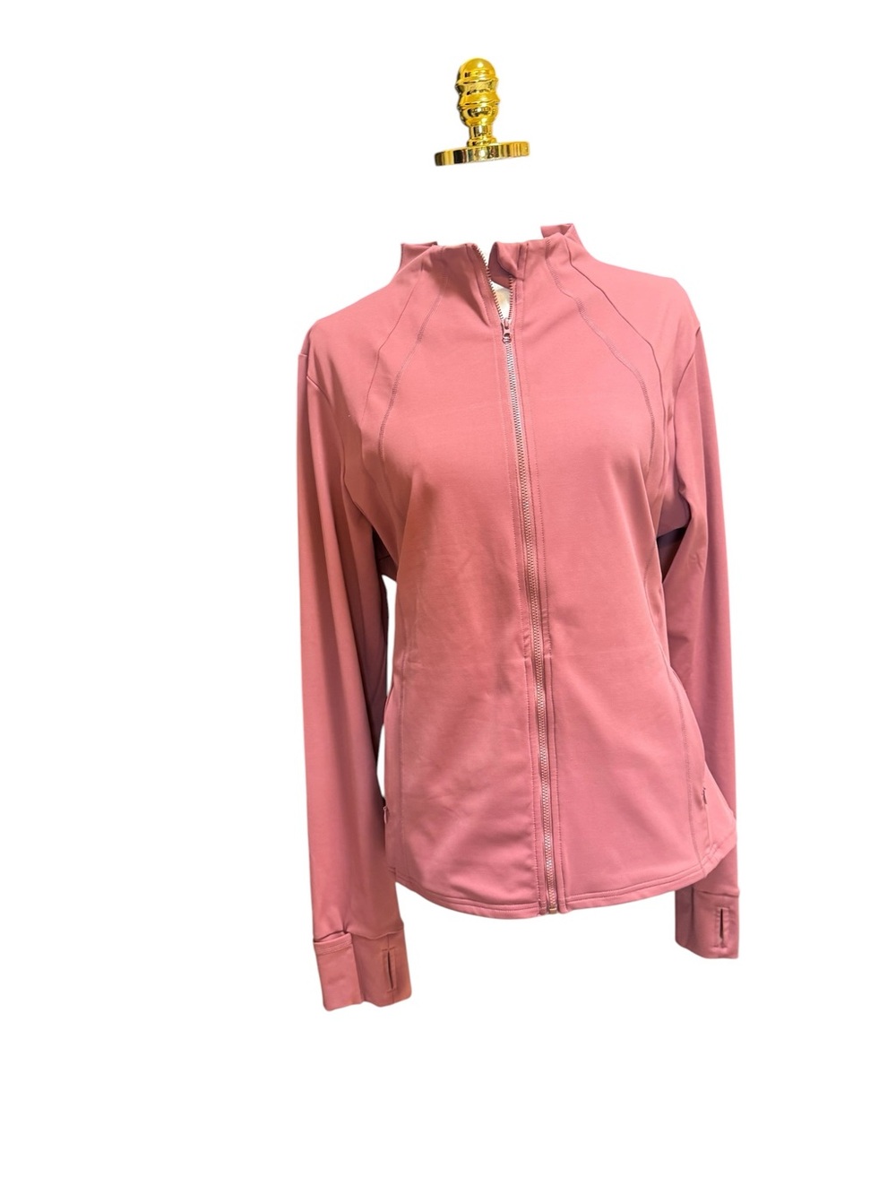 PinsPark Salmon Pink Athletic Zip Jacket Thumbholes XXL Activewear Stretch NWOT - Picture 5 of 8